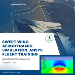 Swept wing aerodynamic simulation, Ansys Fluent training