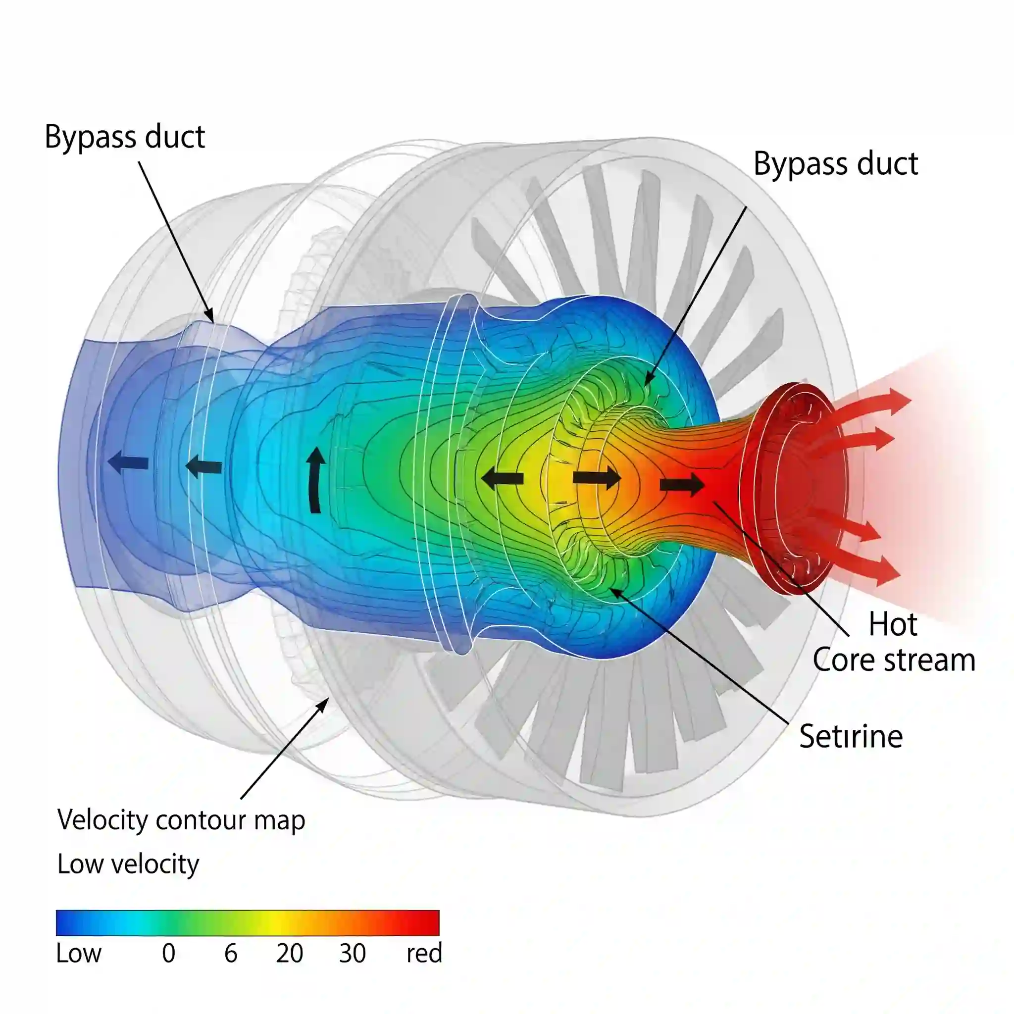 Fluid velocity contour in a gear pump.