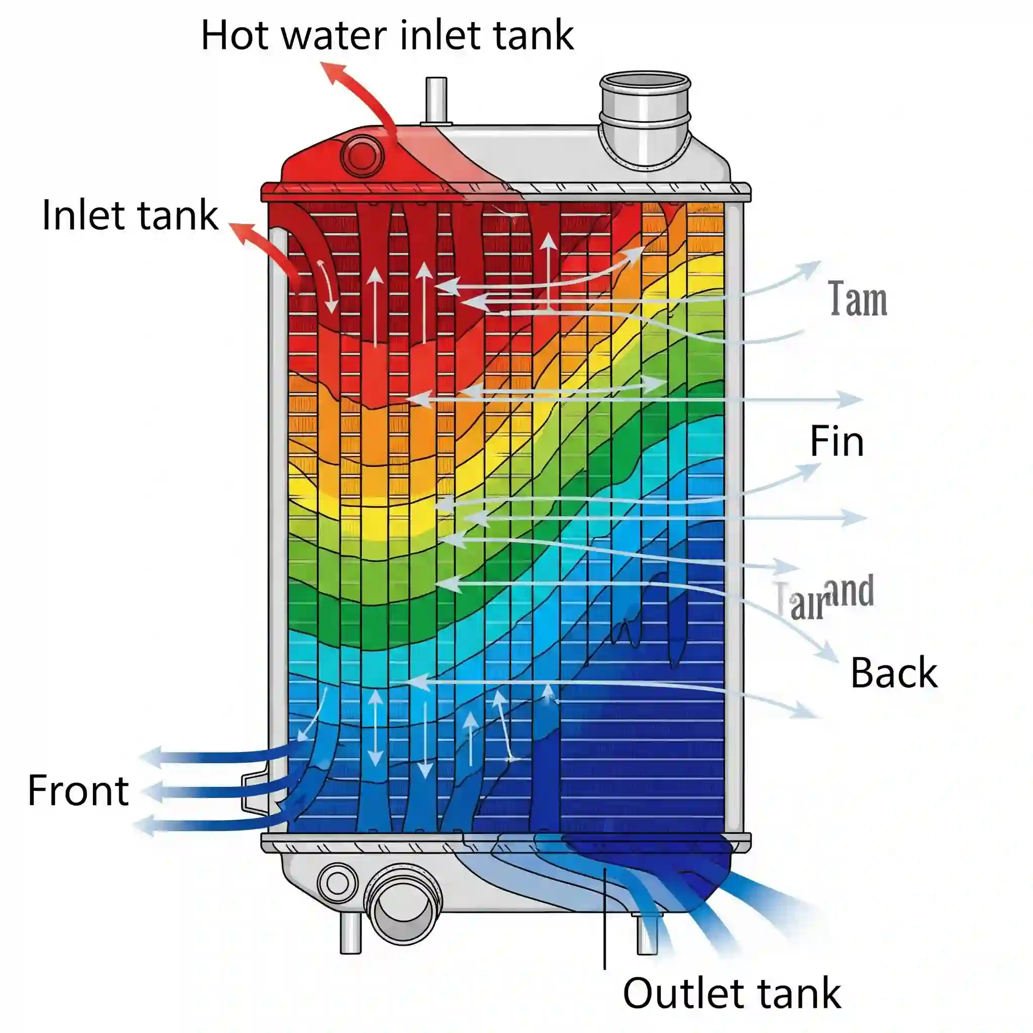 Temperature heatmap in a shell-and-tube heat exchanger.